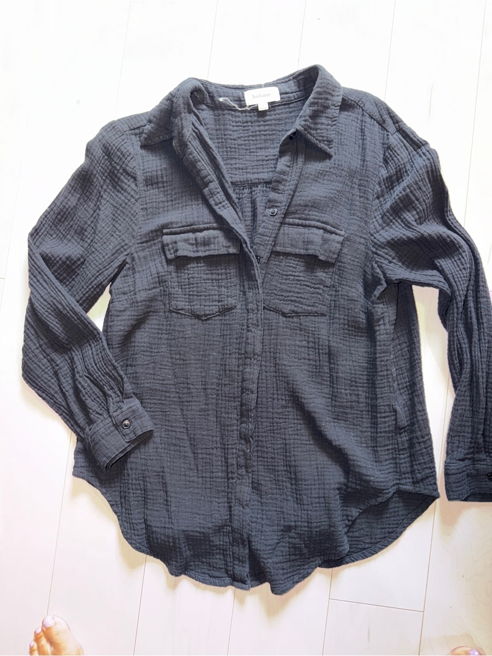 Bohme Black Gauze Button-Up Shirt